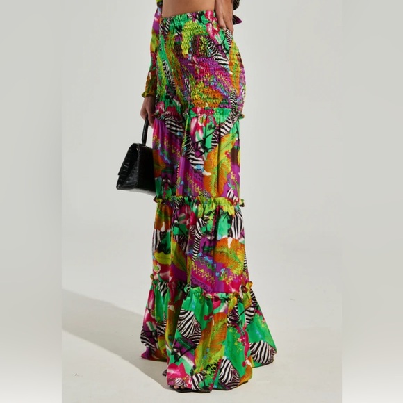 NWT AKIRA Green and Pink Wide Leg pants only - Picture 3 of 9